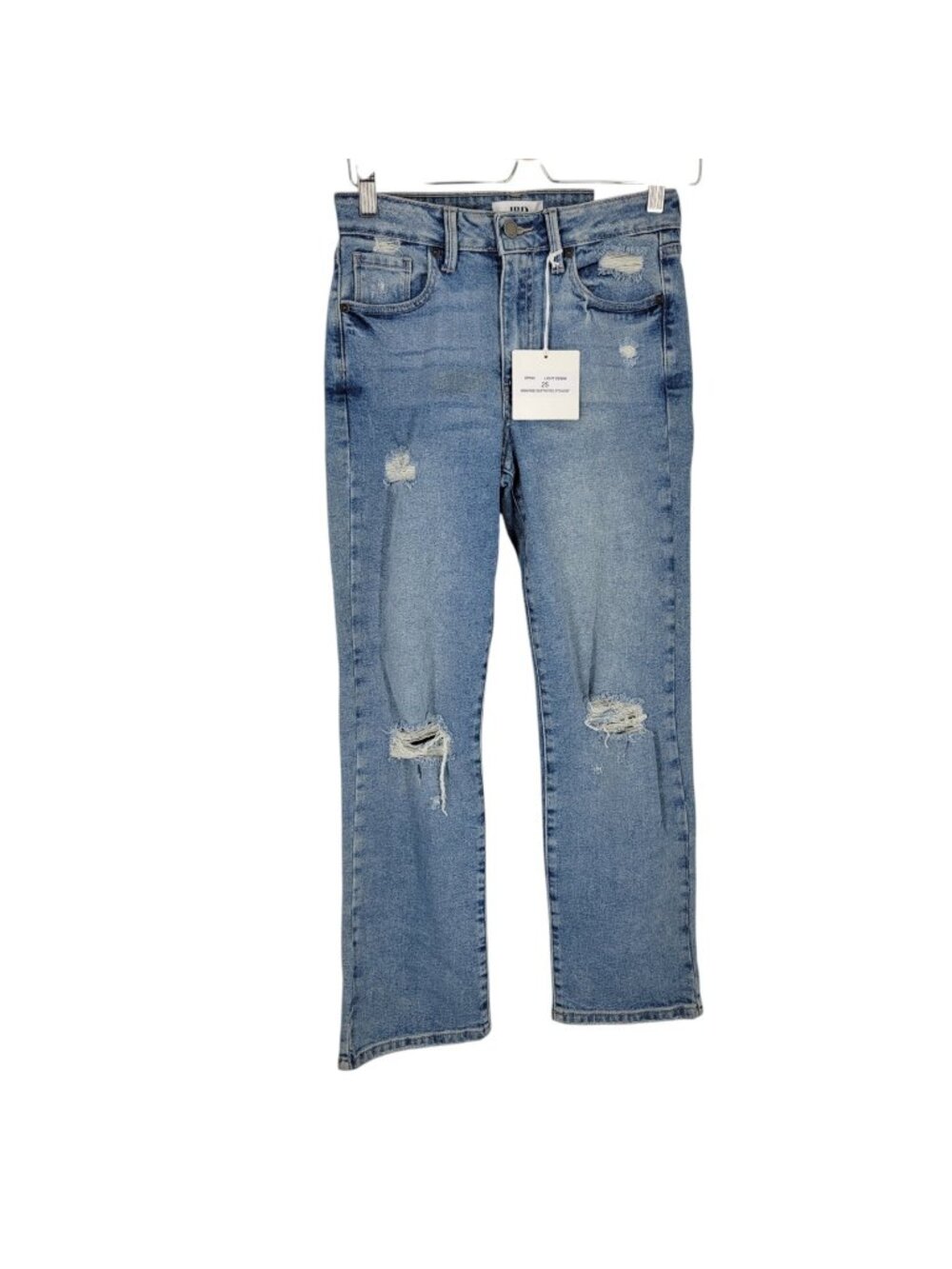 JBD Just Black Denim Jeans 25 High Rise Distressed Straight Light Wash NWT